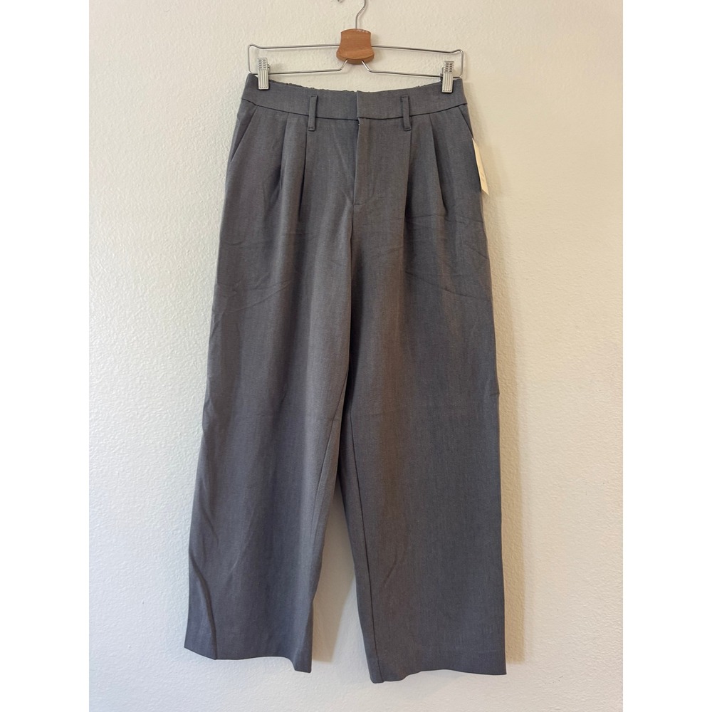 A New Day Pleated Wide Leg Trousers 6 Grey High‎ Rise Elastic Back NWT Business